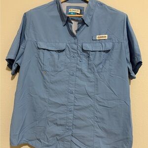 #056 Magellan Mens Blue Shirt Fish Gear Relaxed Fit Moisture Wicking Size 1X